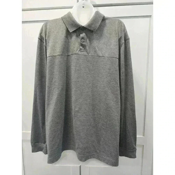 Haggar Other - Haggar L Grey Long Sleeve Polo Shirt Mens 100% Polyester